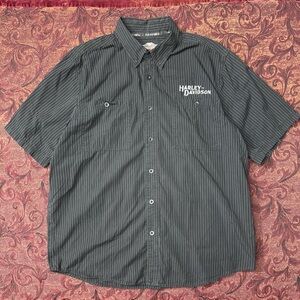 Y2K Harley Davidson Striped Button-Down